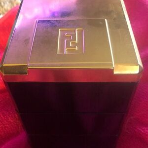 Vintage FENDI Candles three stacking black glass never used